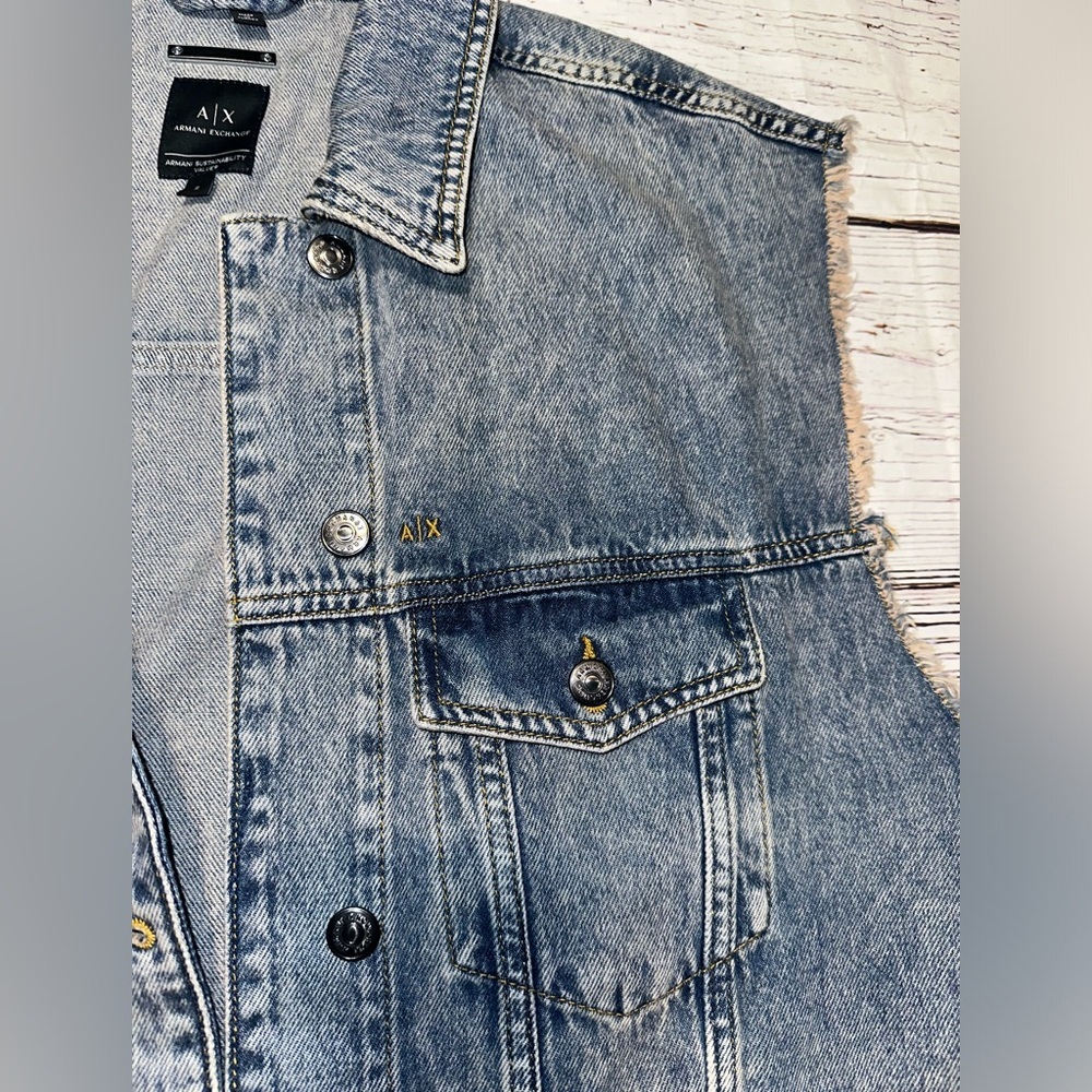 Armani Oversized Denim Sleeveless Jacket - Picture 9 of 13